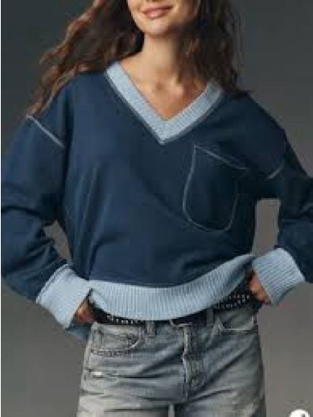 Pilcro Anthropologie Women's Blue Jersey Top